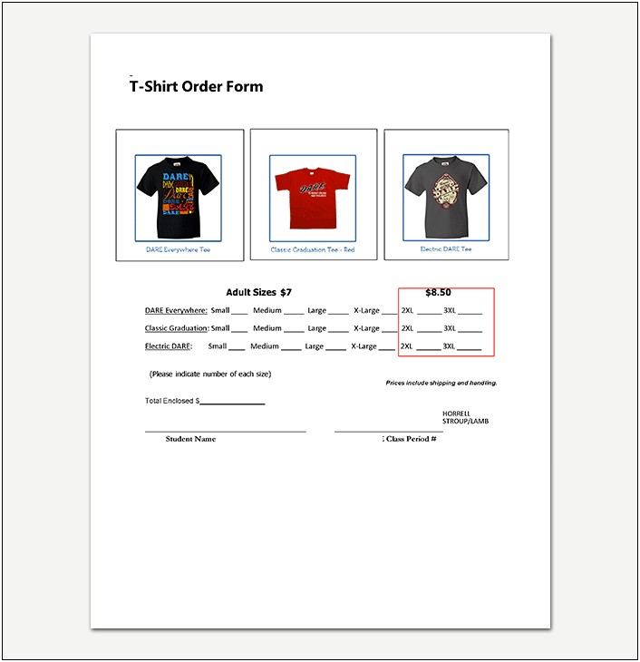 Free Spreadsheet Template For Shirt Orders From Customers
