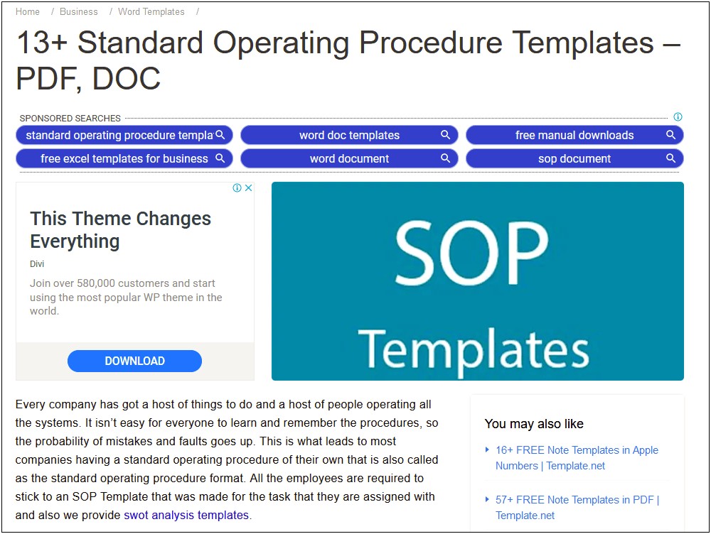 Free Standard Operating Procedure Template Pdf