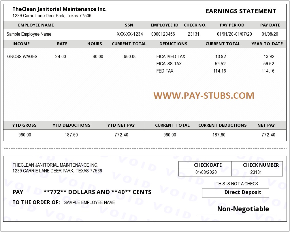 Free State Of Illinois Pay Stubs Template