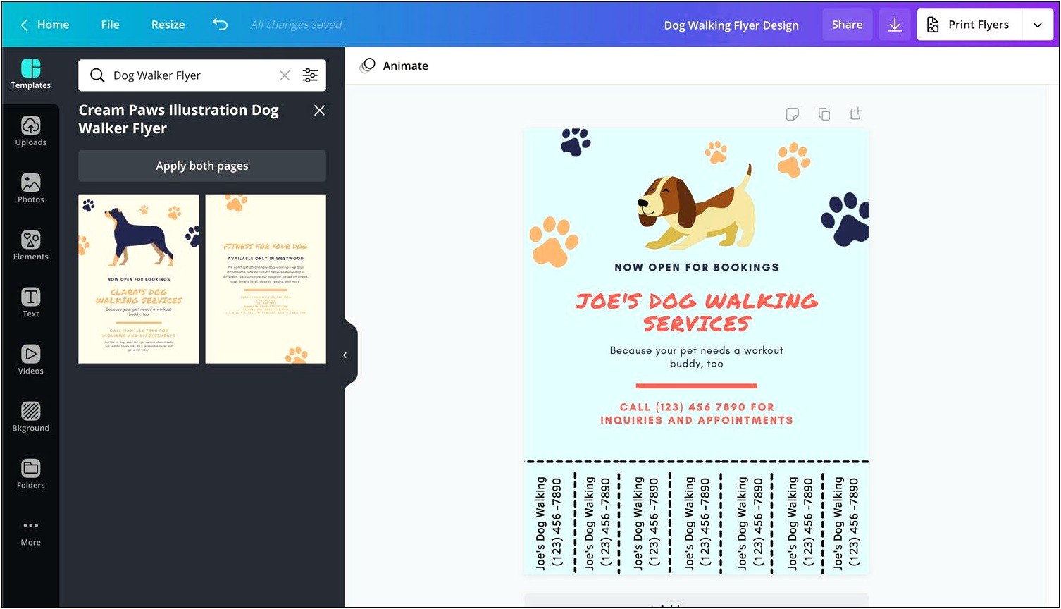 Free Tear Away Template For Dog Sitters