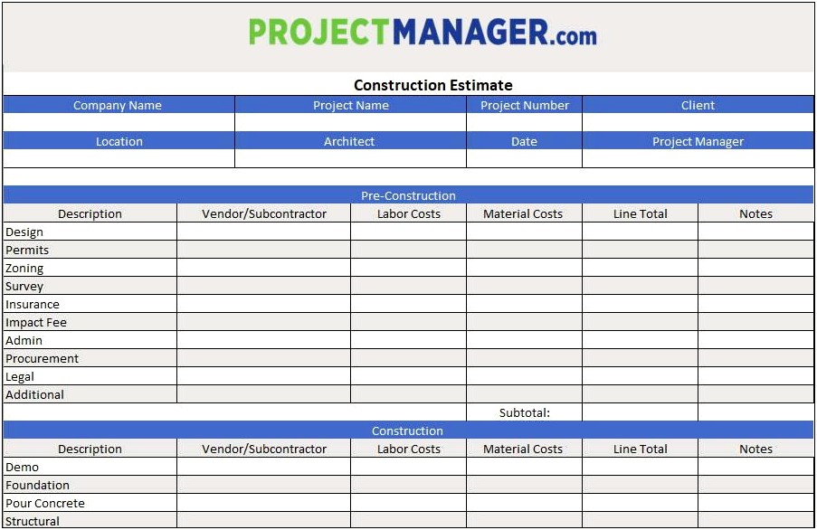 Free Template Contract For Small Construction Project