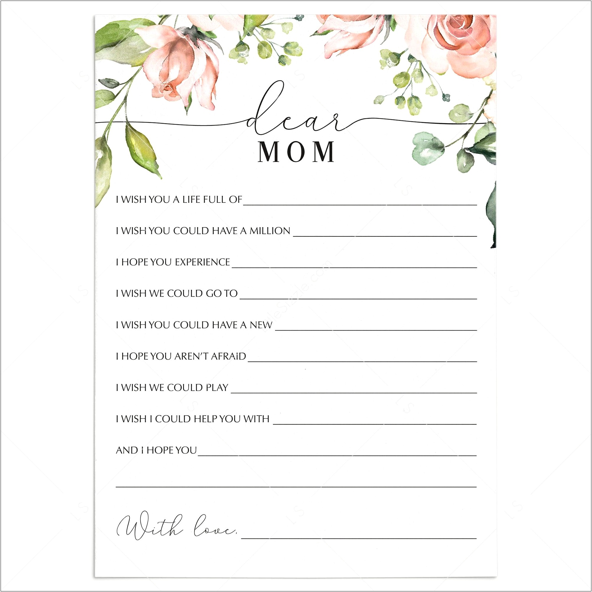 Free Template For A Mother's Day Raffle