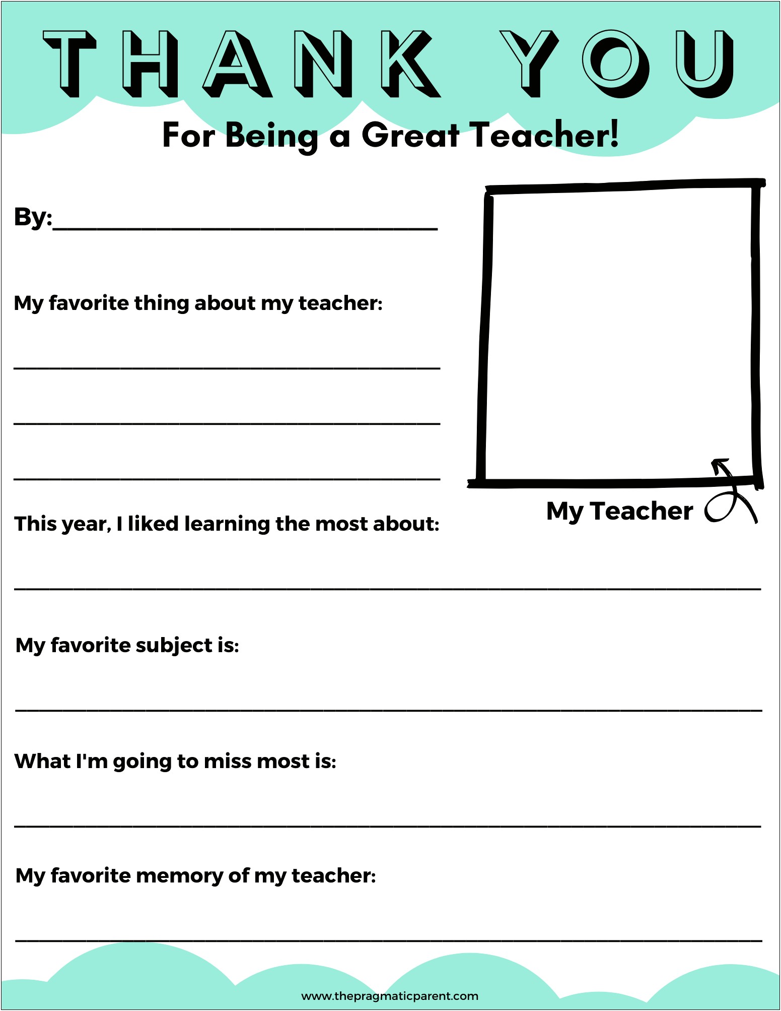 Free Template For A Teacher Appreciation Card
