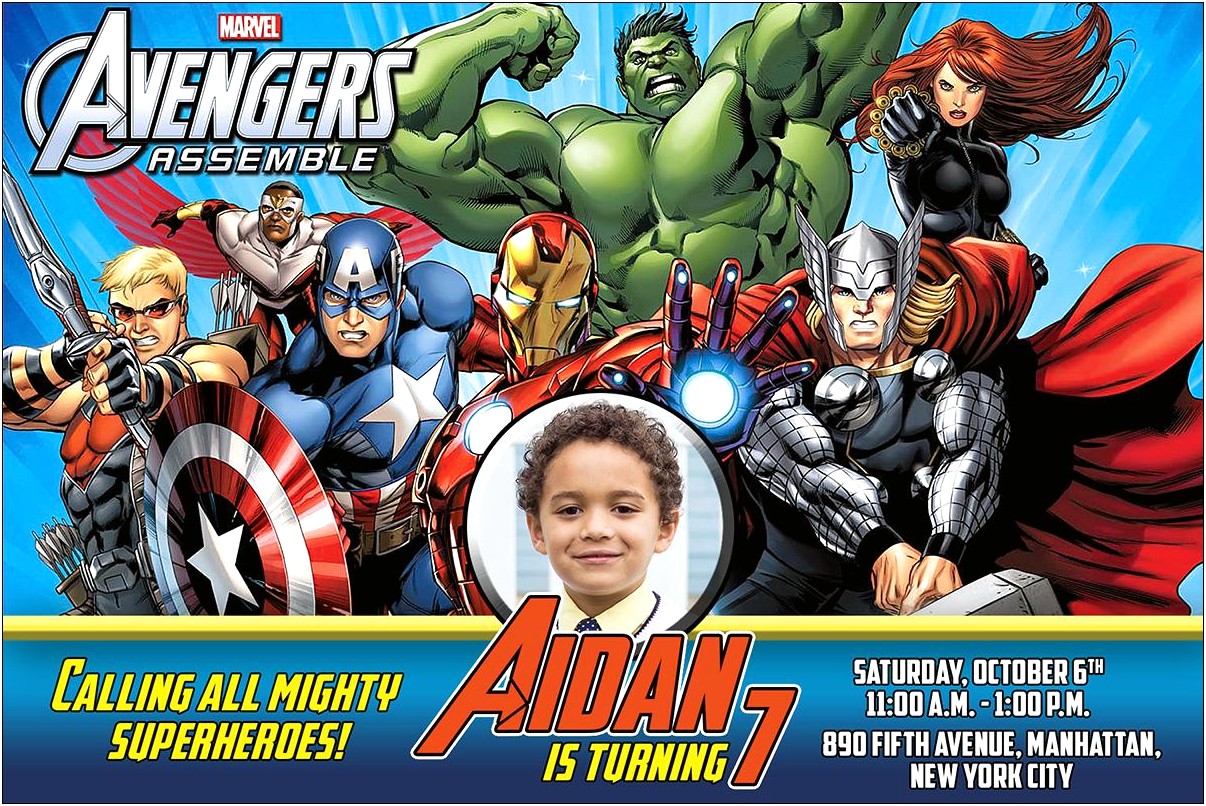 Free Template For Birthday Invitaiton For Avengers Theme