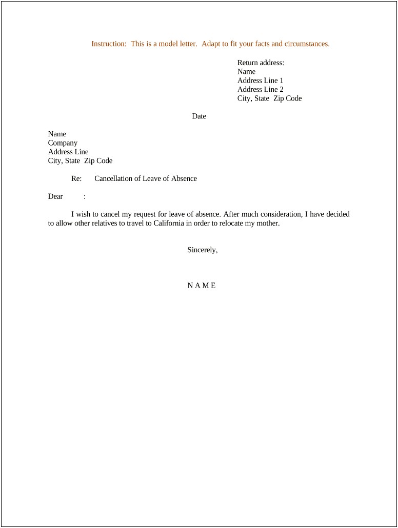 Free Template For Leave Of Absence Request