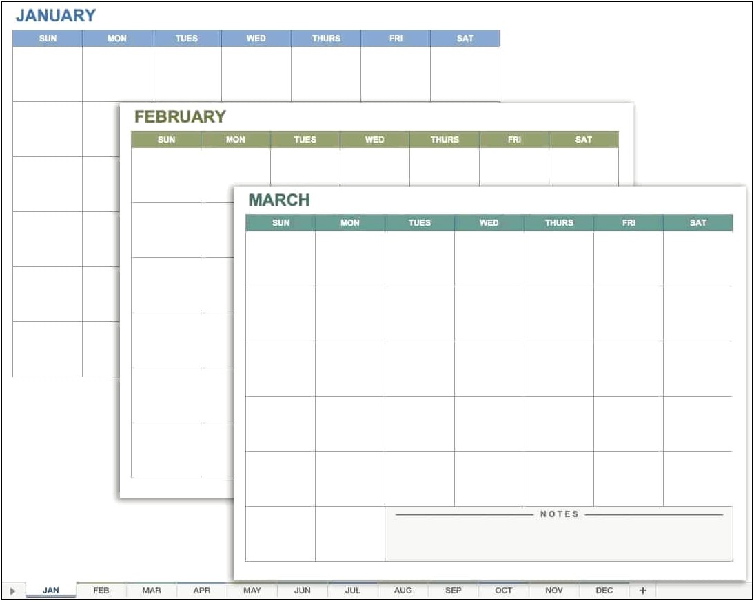 Free Template For Month Only Spreadsheet Calendar