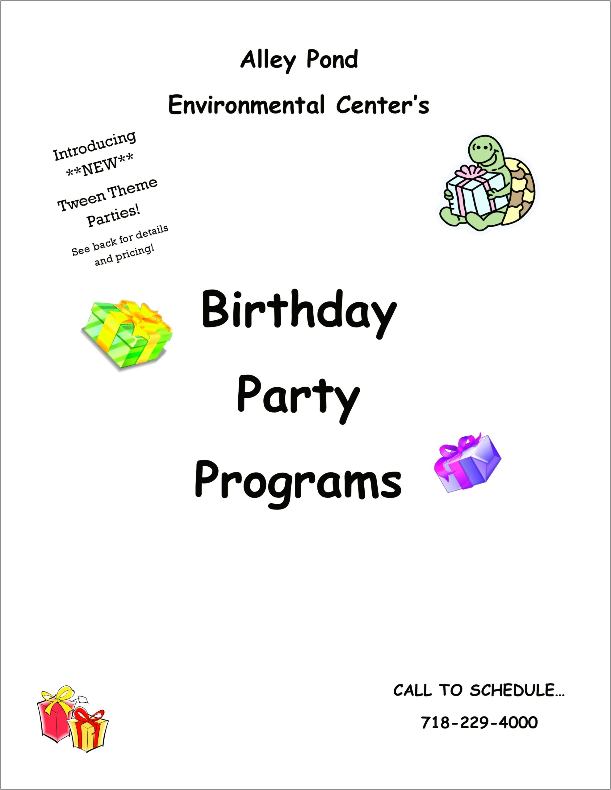 Free Template For Program And Menu Birthday Party