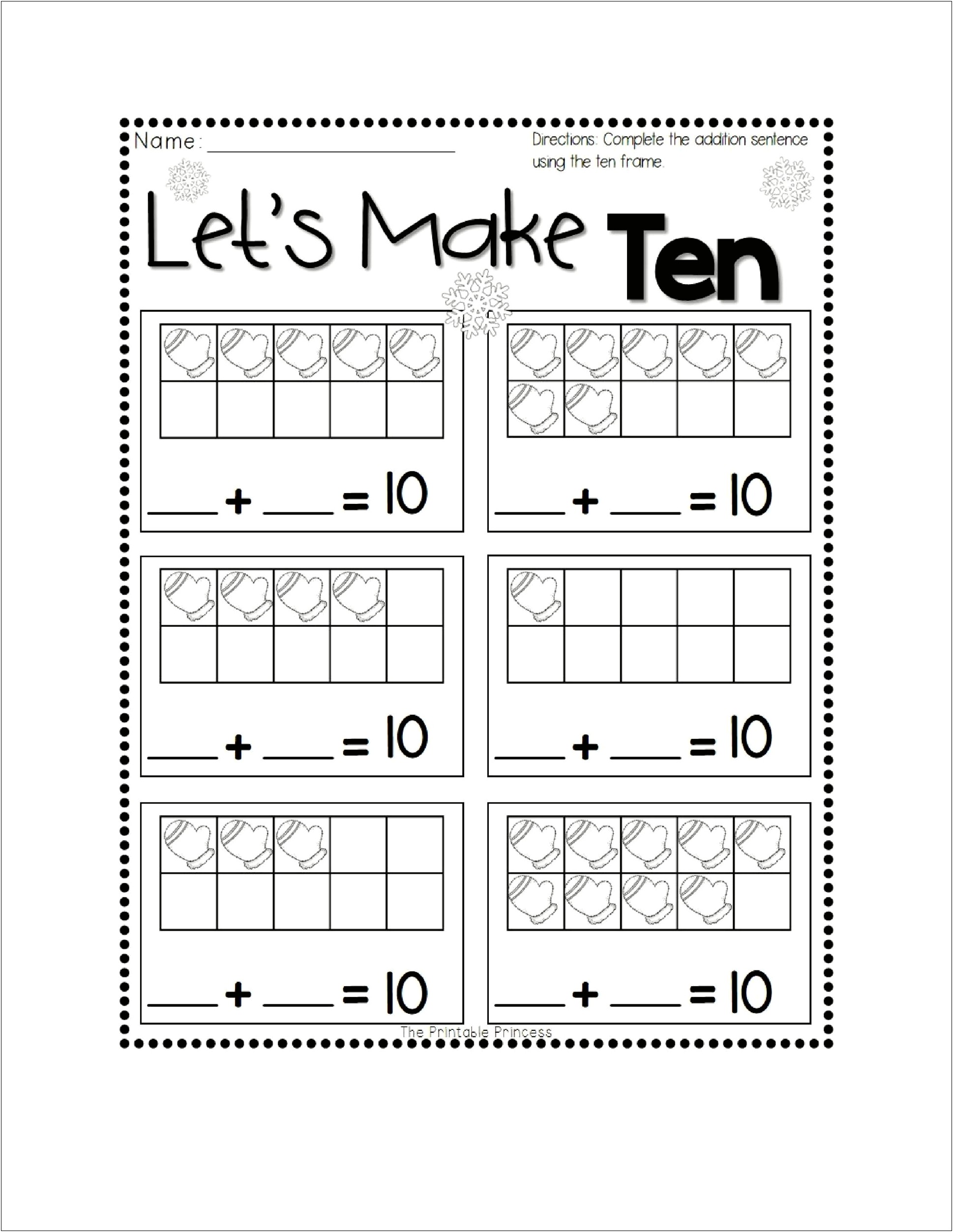 Free Template For Tens Chart For Kindergarten