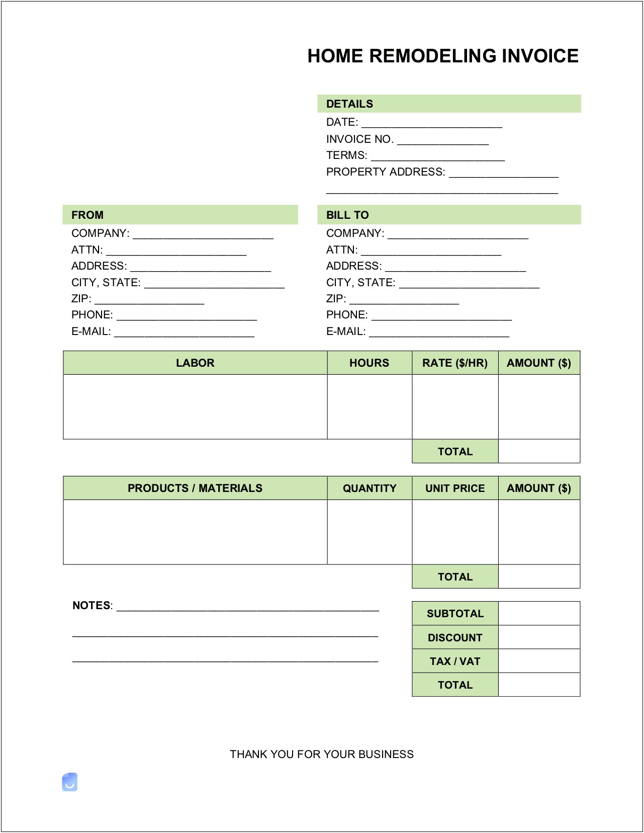 Free Template Invoice For Plumbing In House