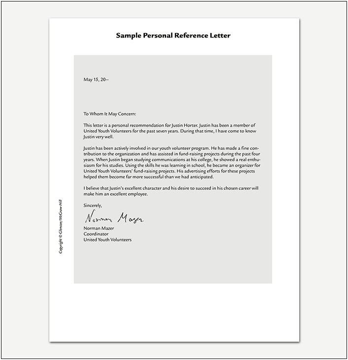 Free Template Letter Of Recommendation For Employment Pdf