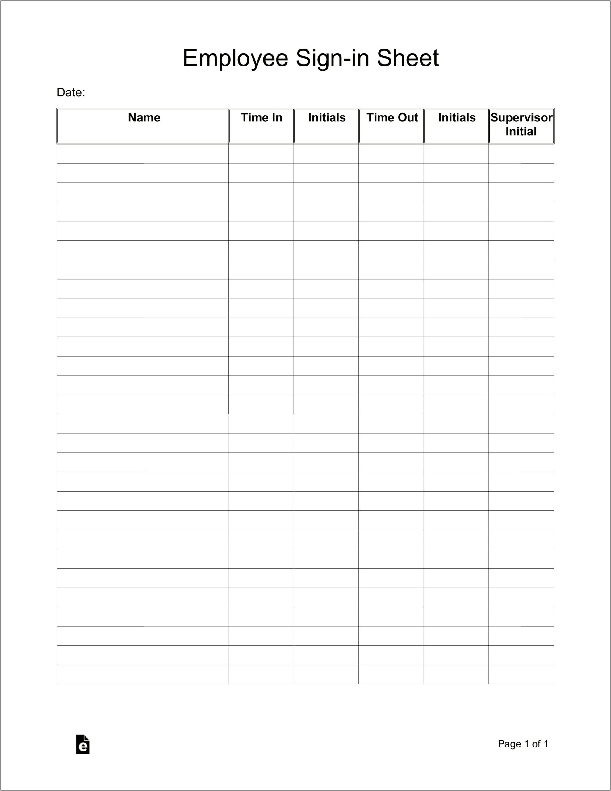 Free Template Of Employee Sign In Sheet