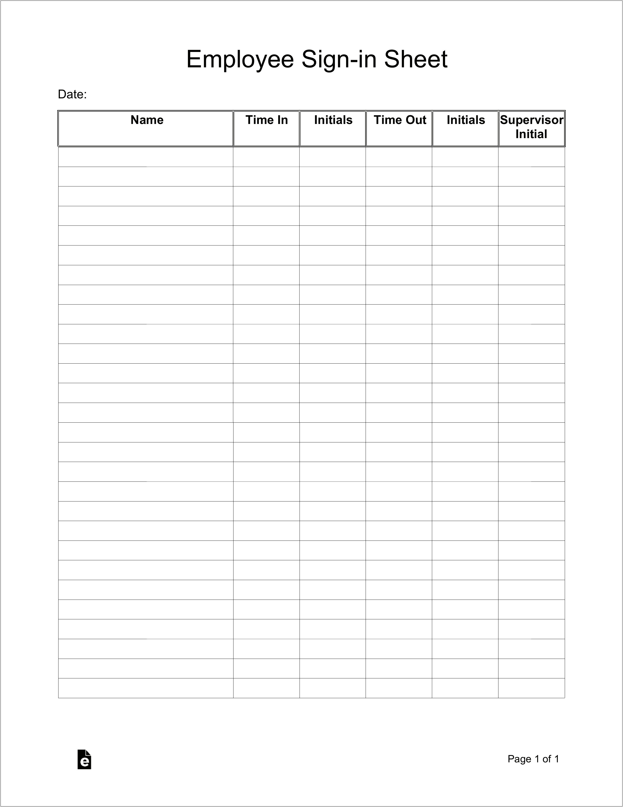 Free Template Of Employee Sign In Sheet