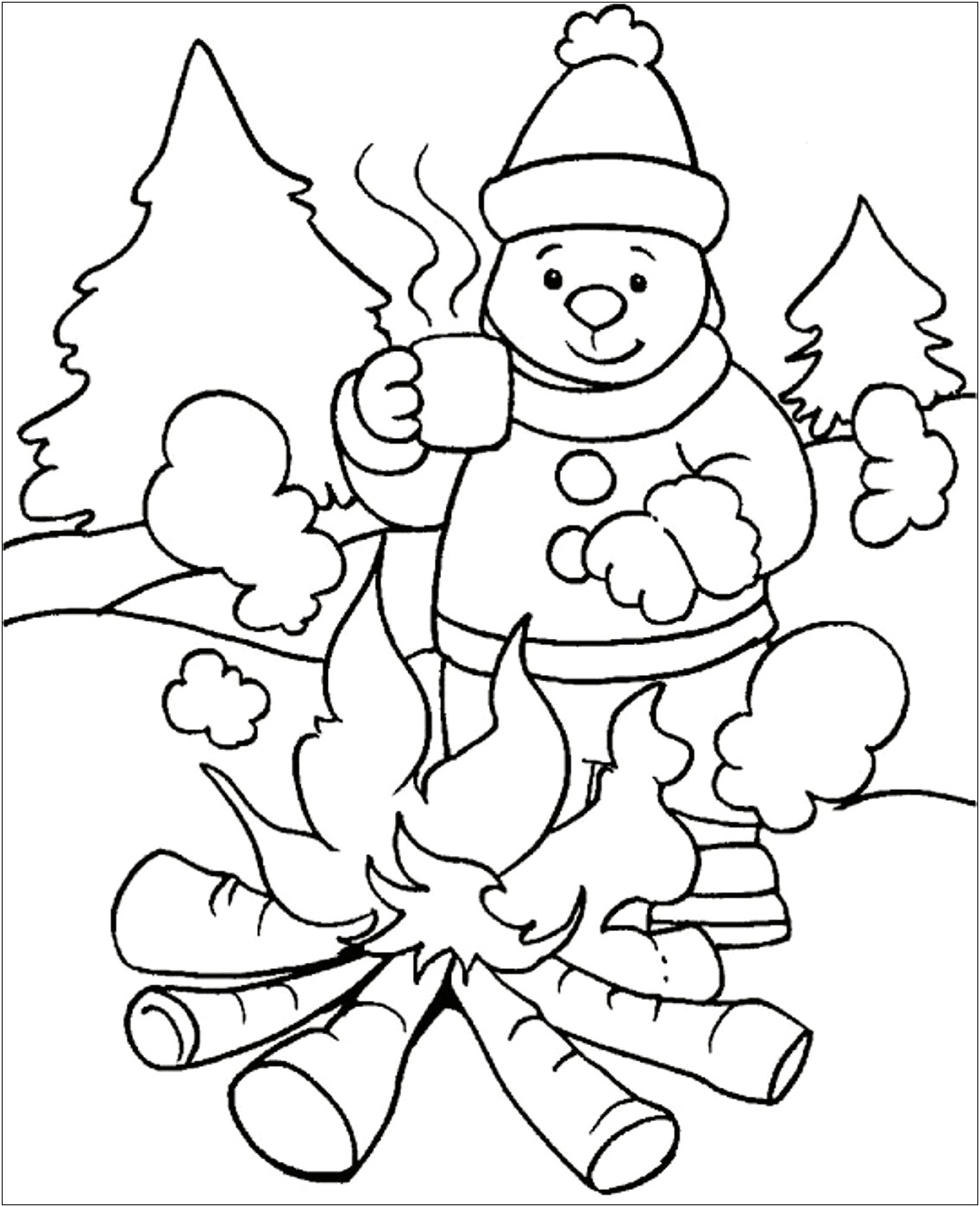 Free Template Of Winter Scene To Print & Color