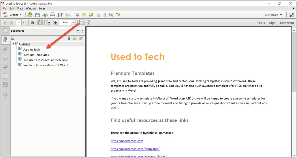 Free Template With Nested Bookmarks For Pdf