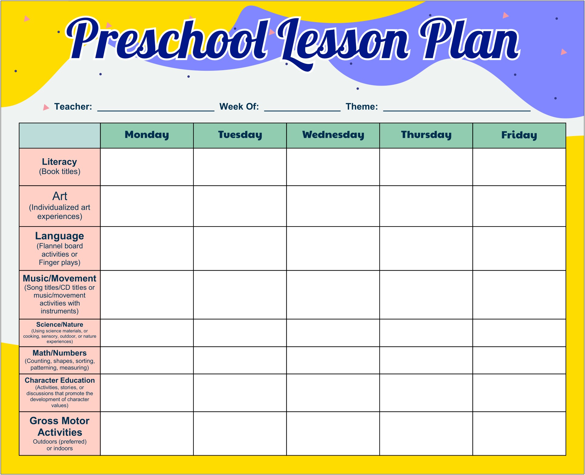 Free Templates Download Lesson Plan For Toddlers