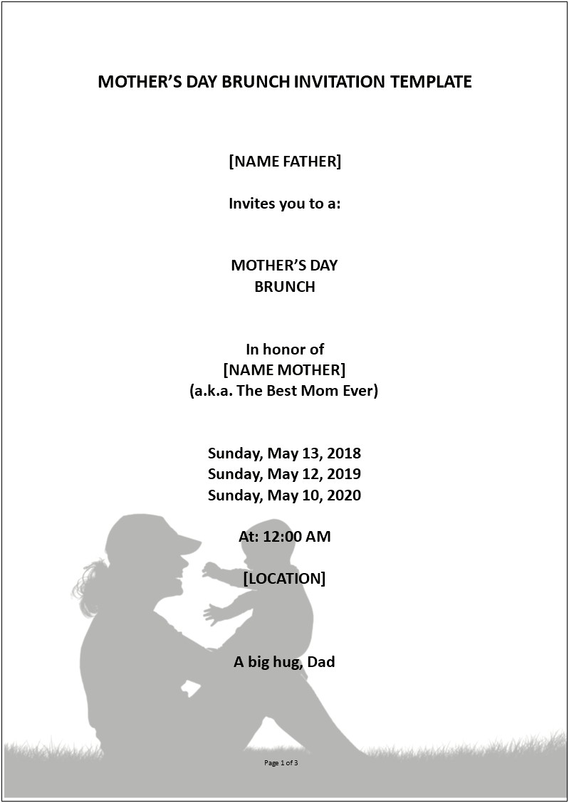 Free Templates For Mother's Day Invitation