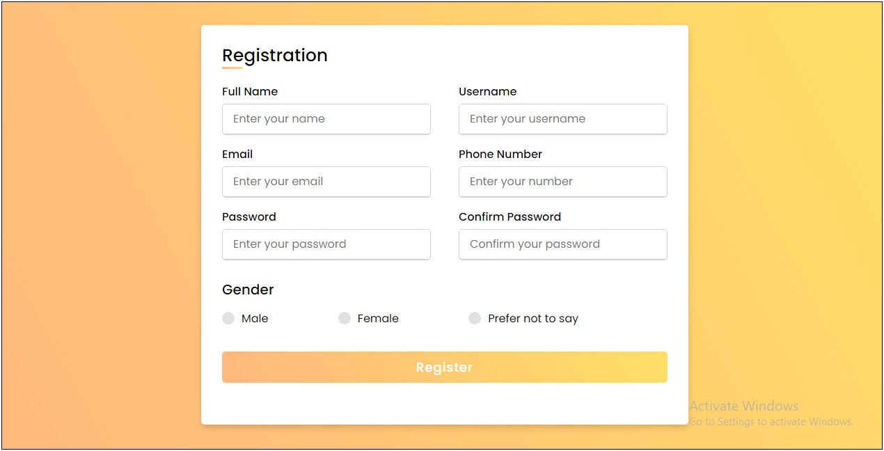 Free Templates For Registration Forms In Html