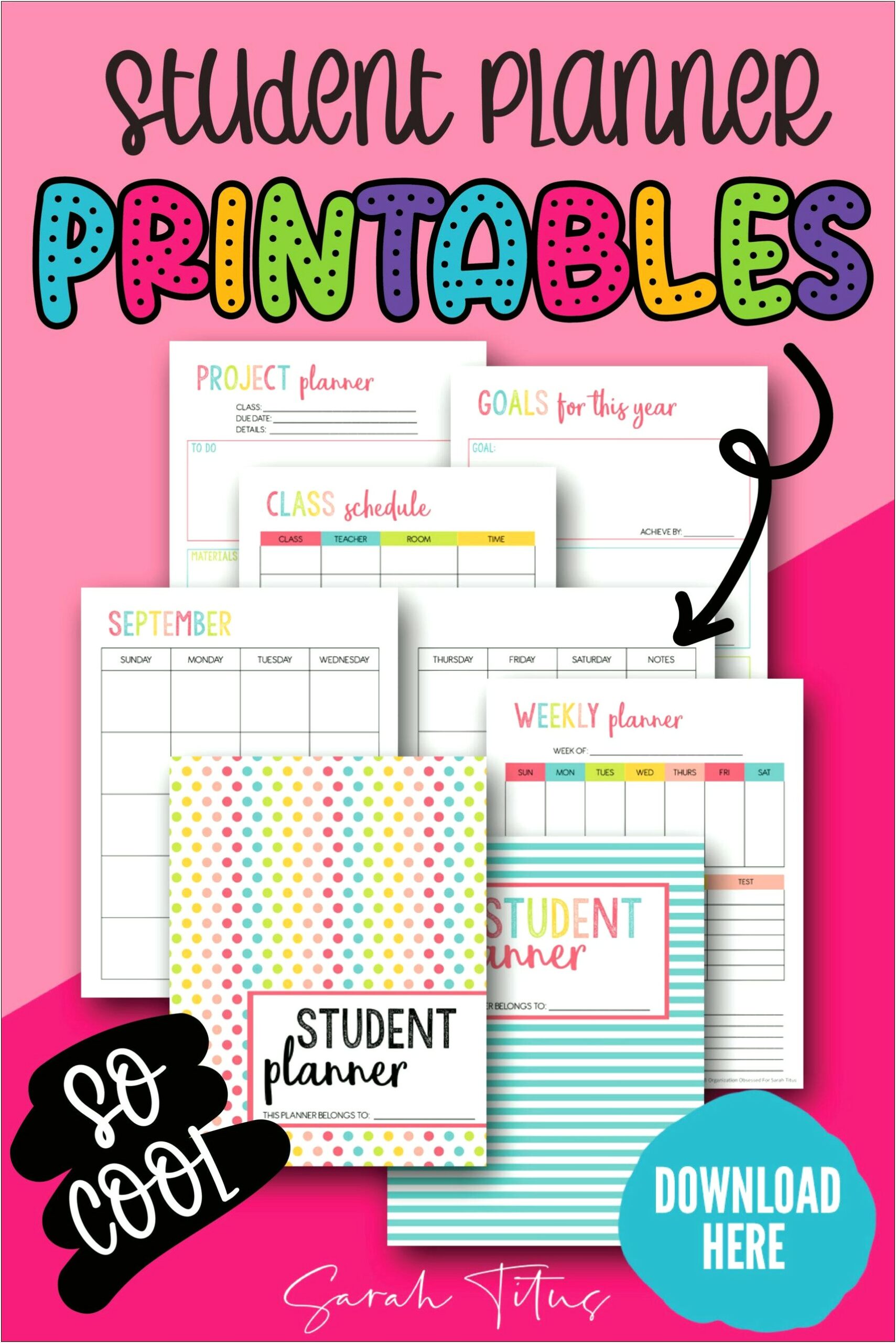 Free Templates Planners For Middle School Students