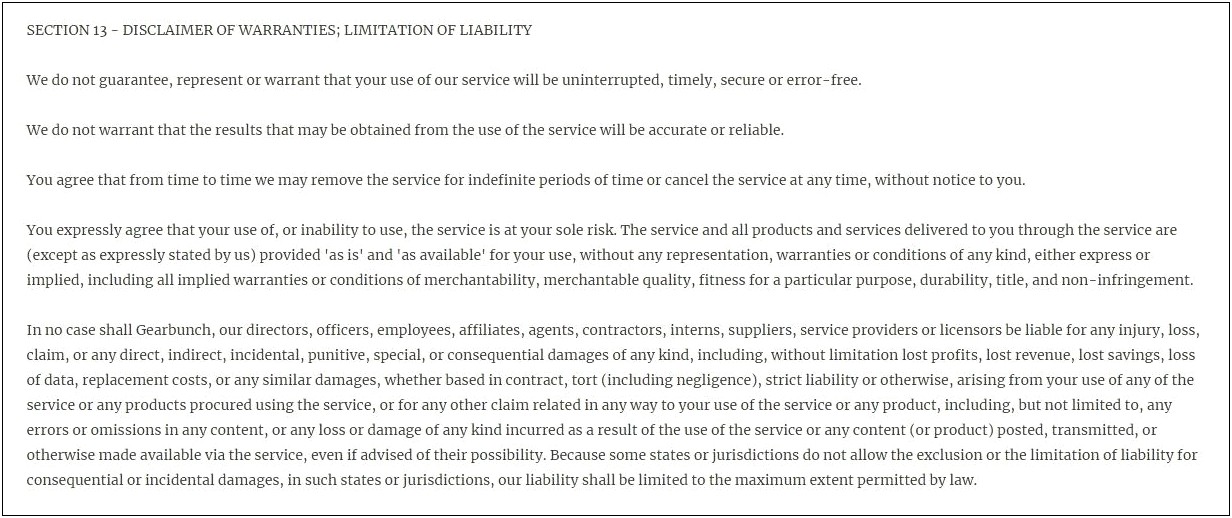 Free Terms And Conditions Template For B2b Services