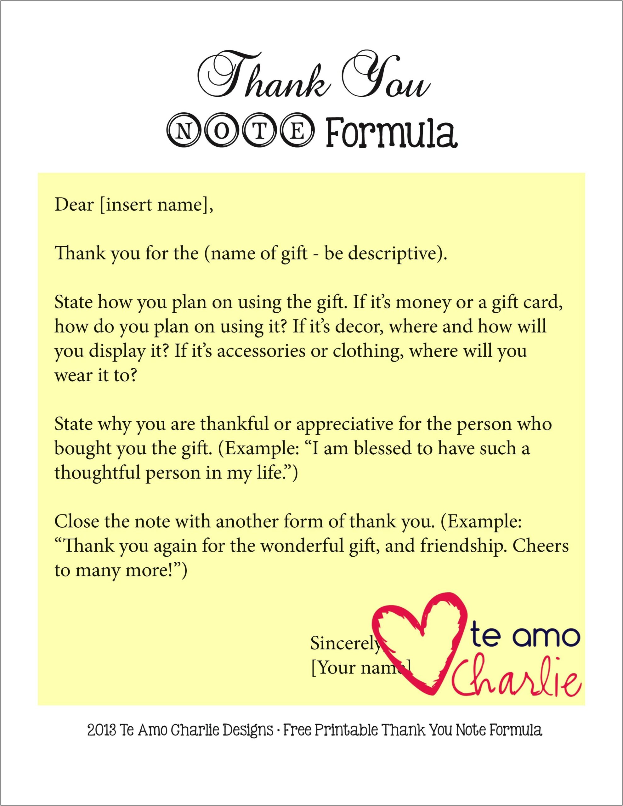 Free Thank You Note Template For Kids