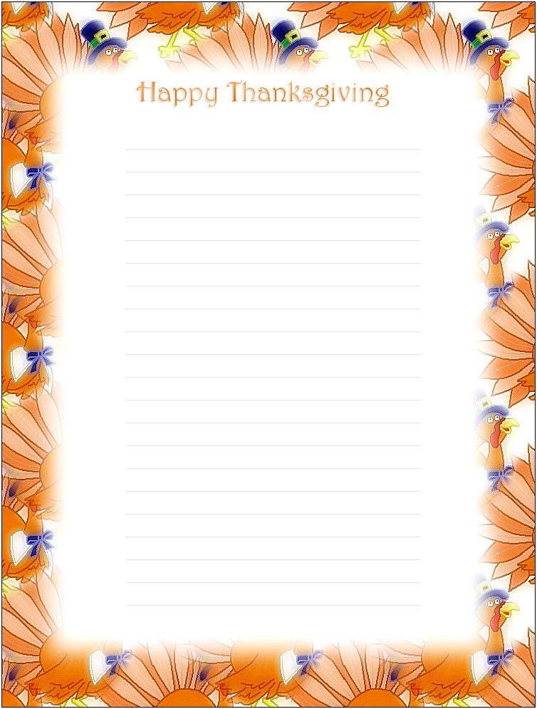 Free Thanksgiving Stationery Template To Use For School