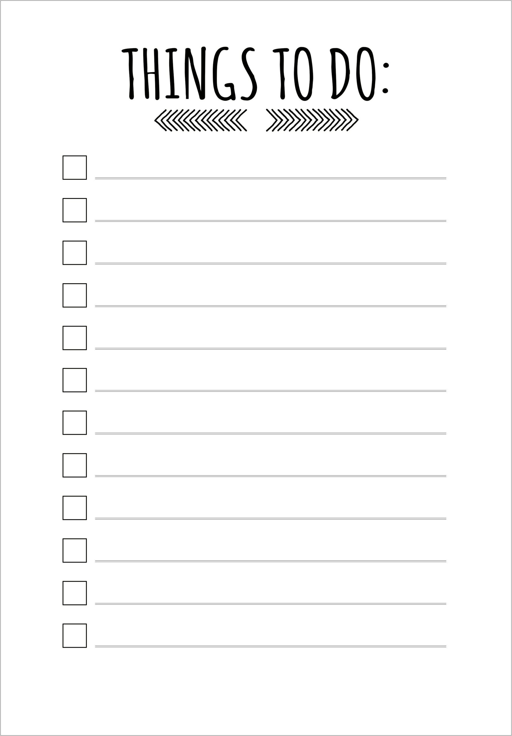 Free Things To Do List Template