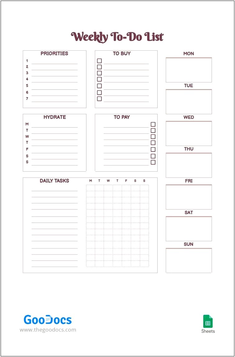 Free To Do List Template For Mac