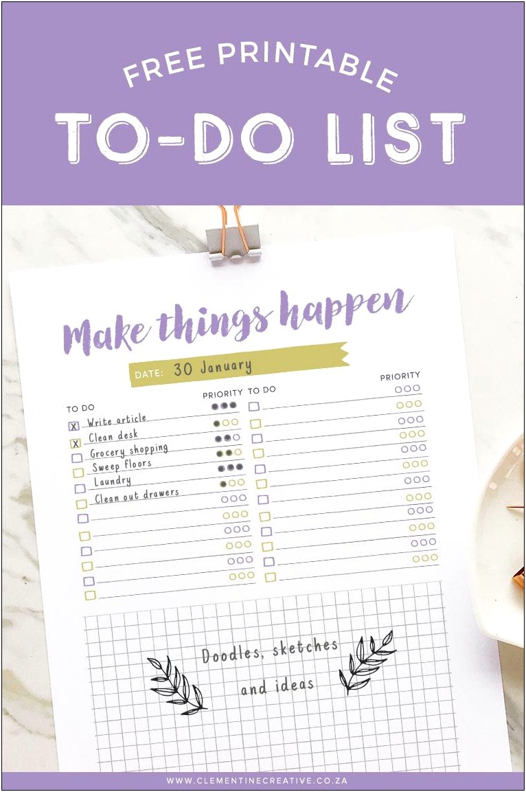 Free To Do List Template Printable Productivity