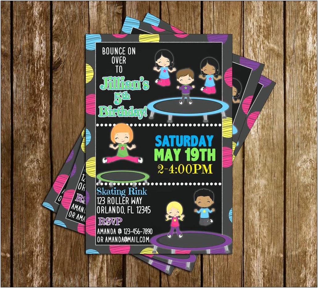 Free Trampoline Birthday Party Invitation Template Free