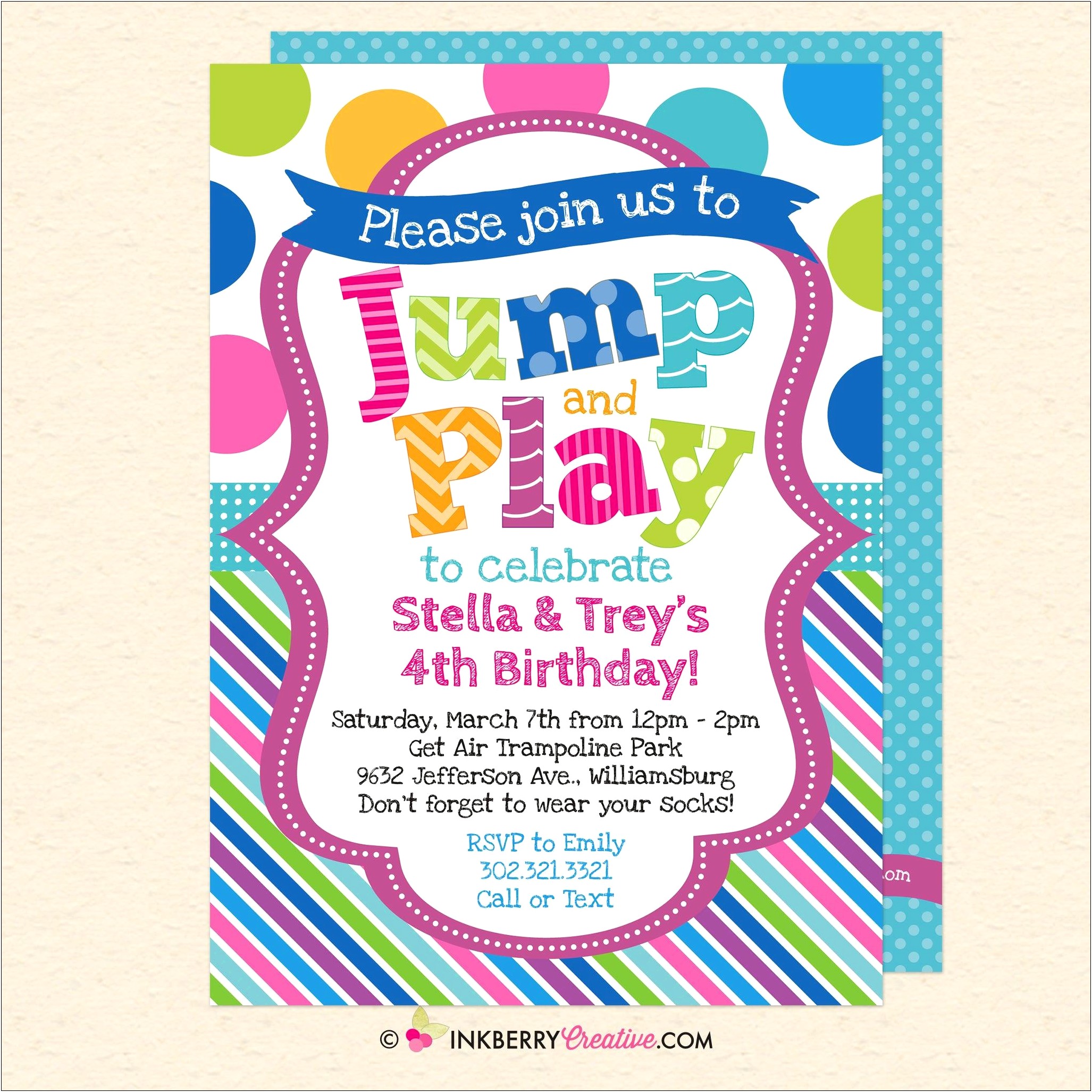 Free Trampoline Birthday Party Invitation Template