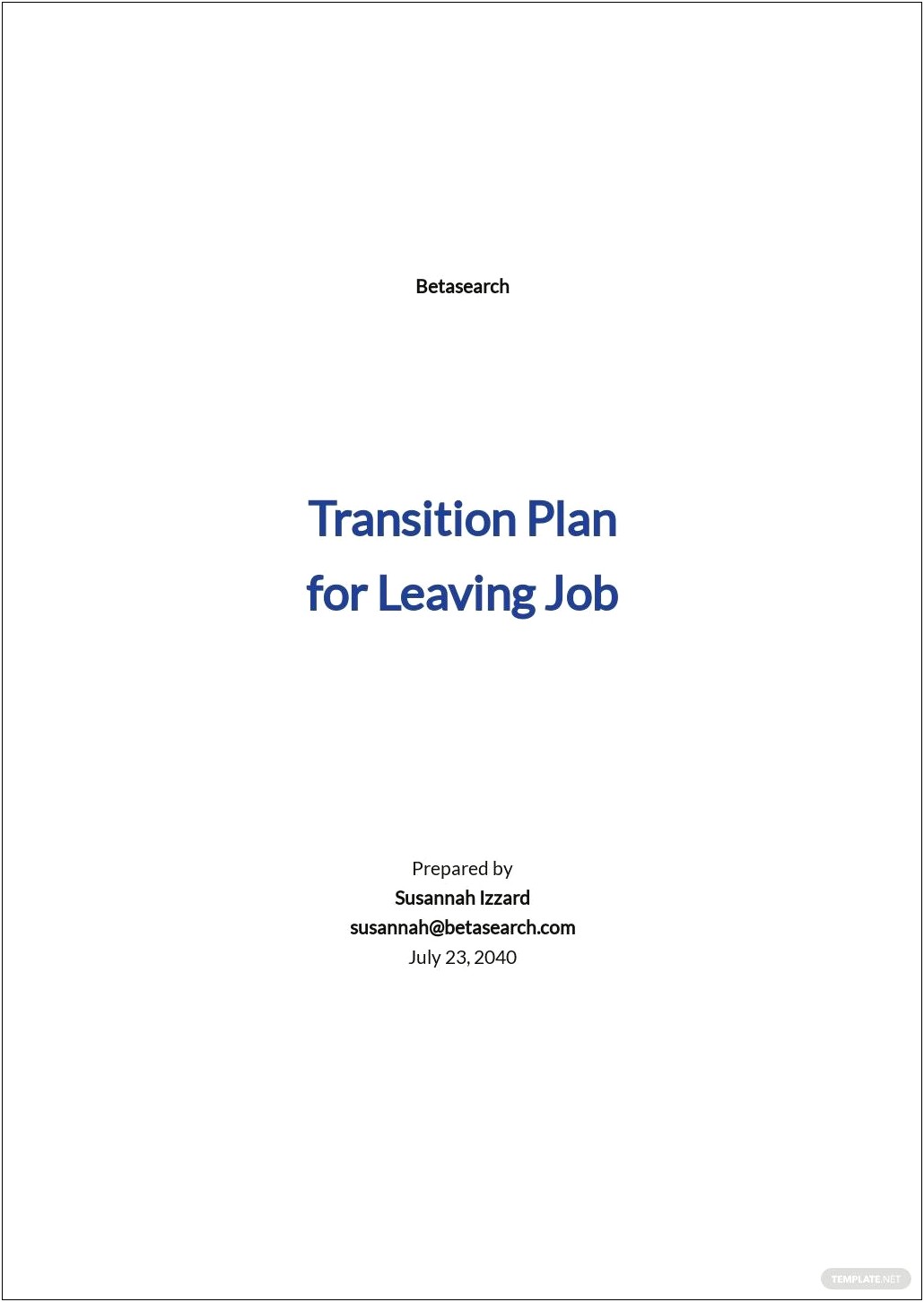 Free Transition Plan Template For Leaving Job