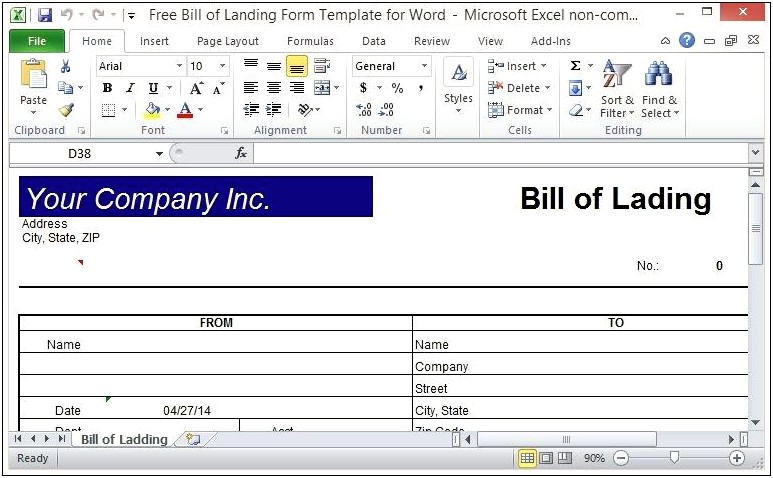 Free Vehicle Bill Of Lading Template