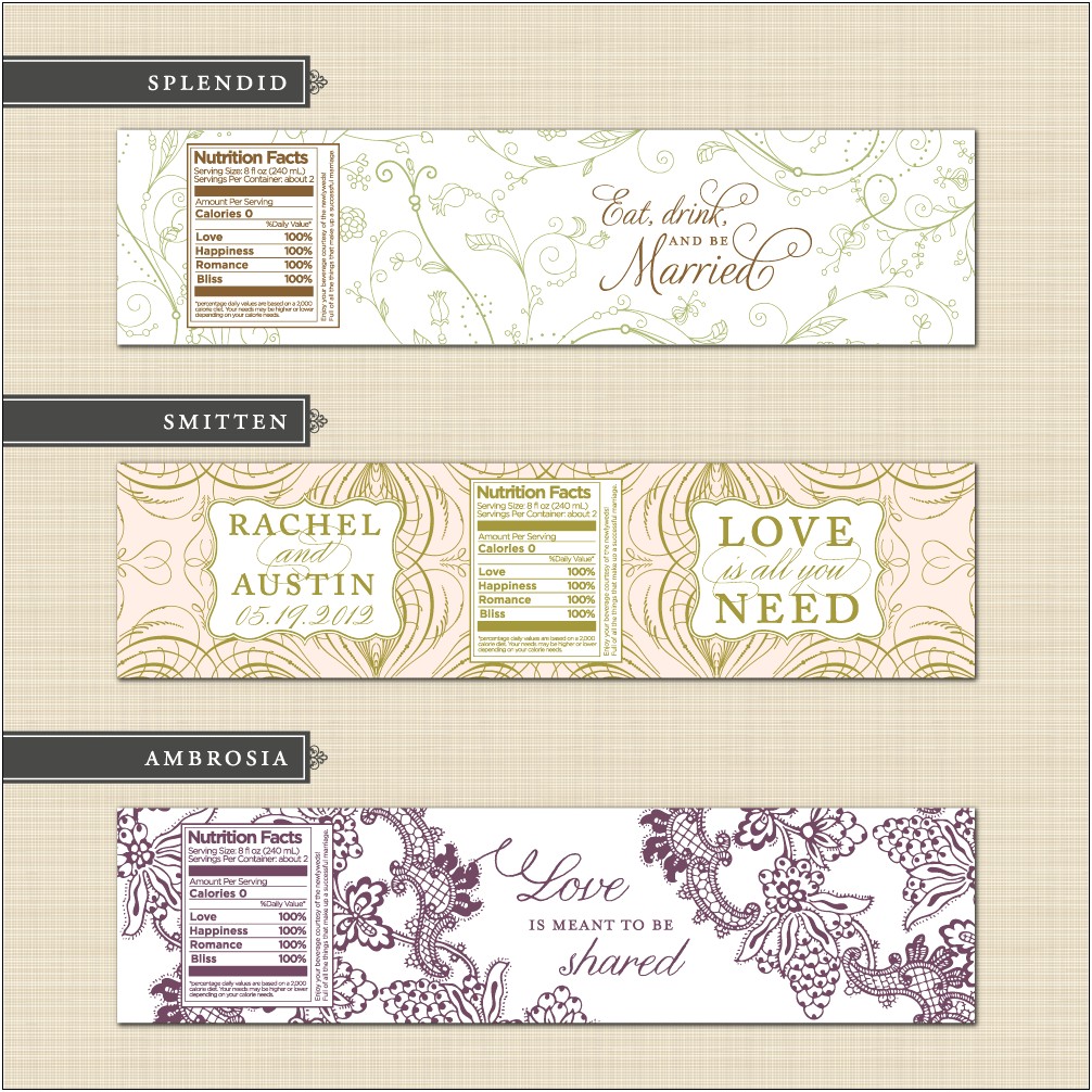 Free Water Bottle Label Template Bridal Shower