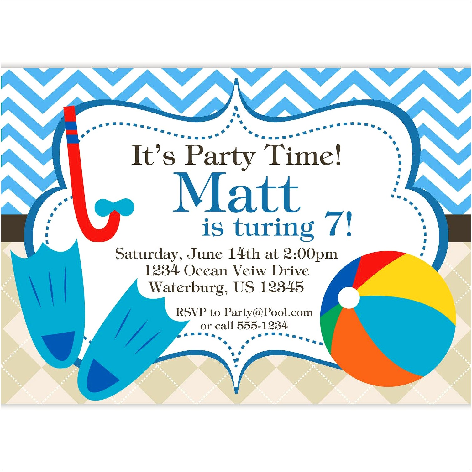 Free Water Slide Party Invitation Template