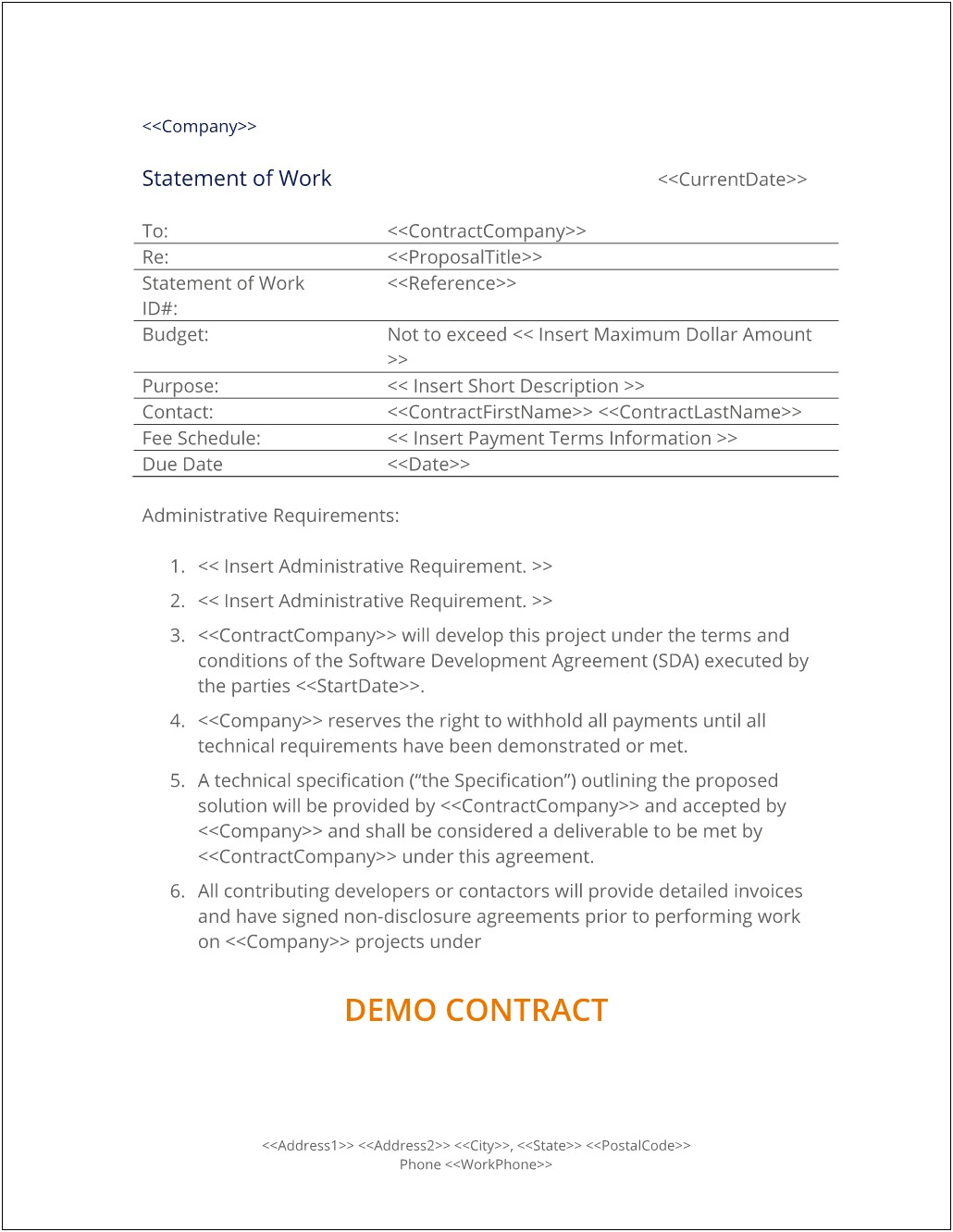 Free Web Design Statement Of Work Template