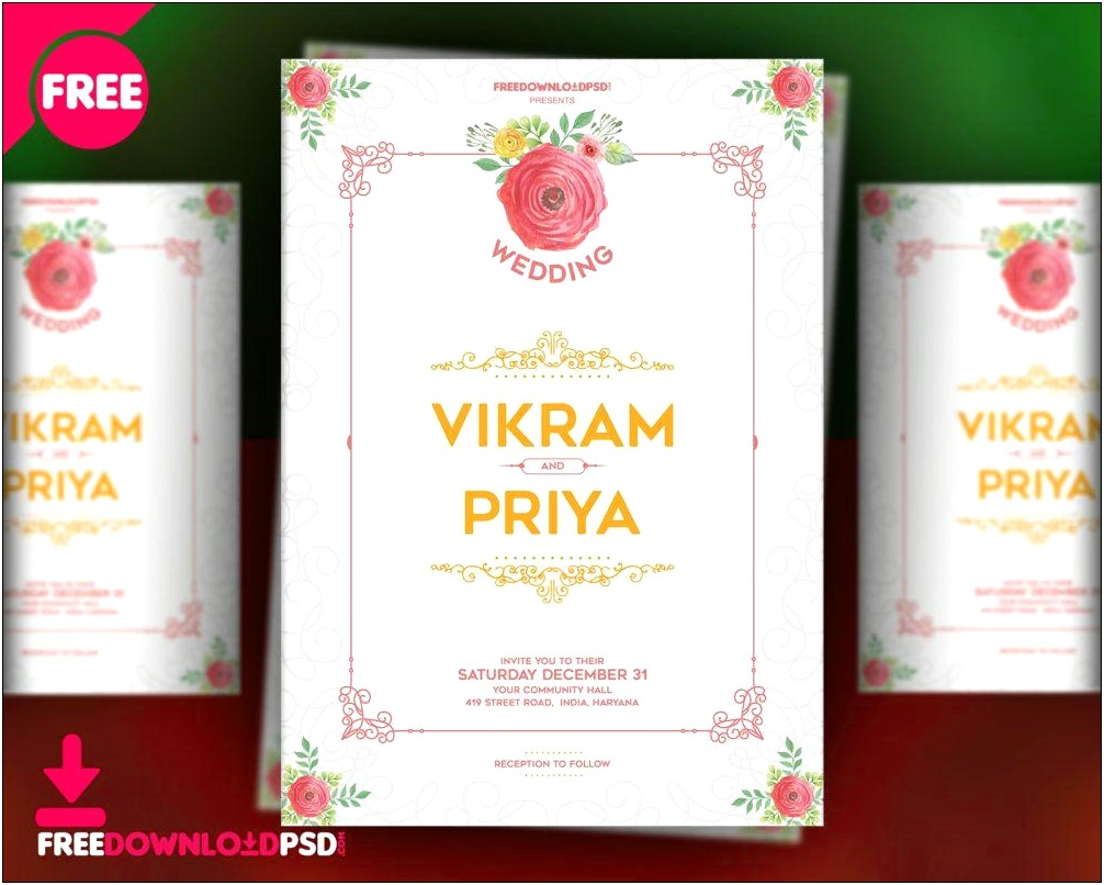 Free Wedding Cards Psd Templates Desgin Download