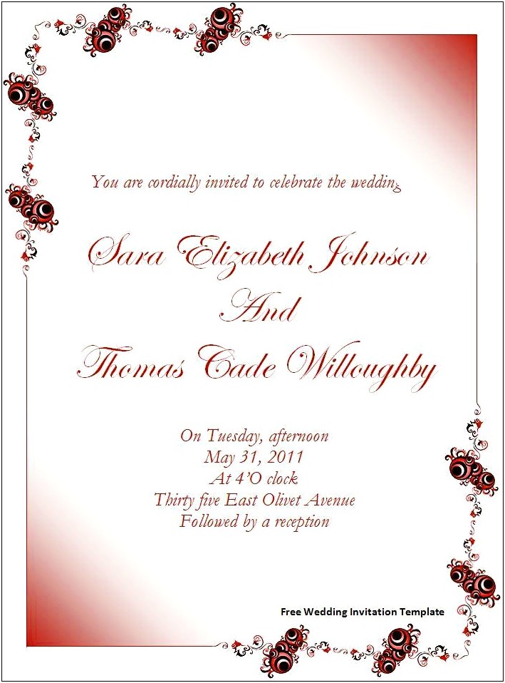 Free Wedding Invitation Templates For Word 2010