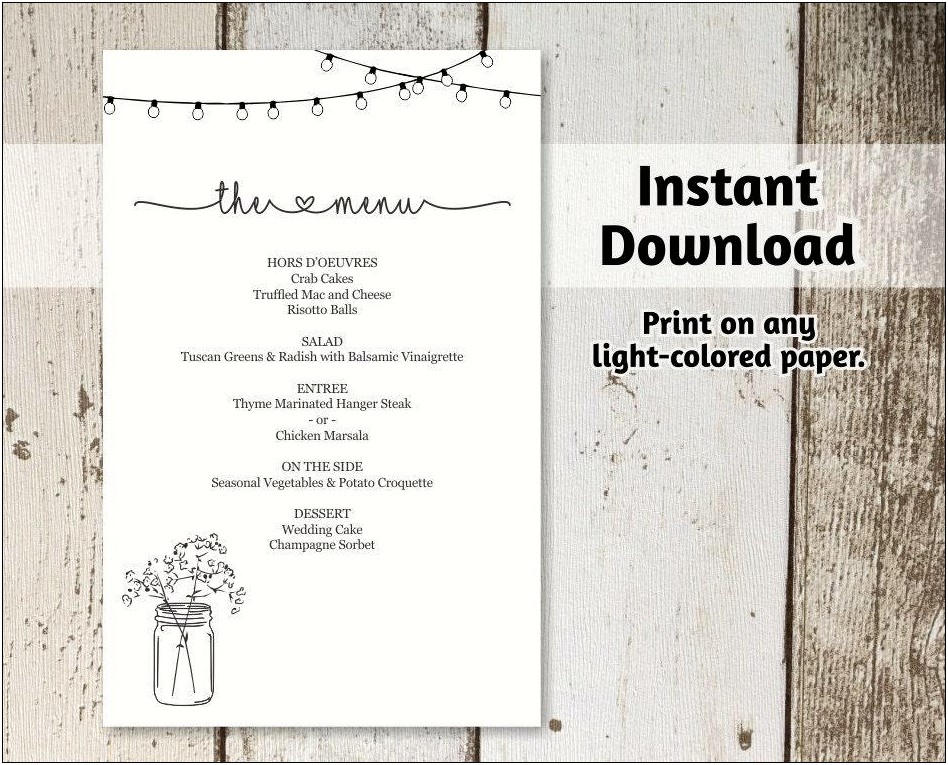 Free Wedding Menu Templates For Mac