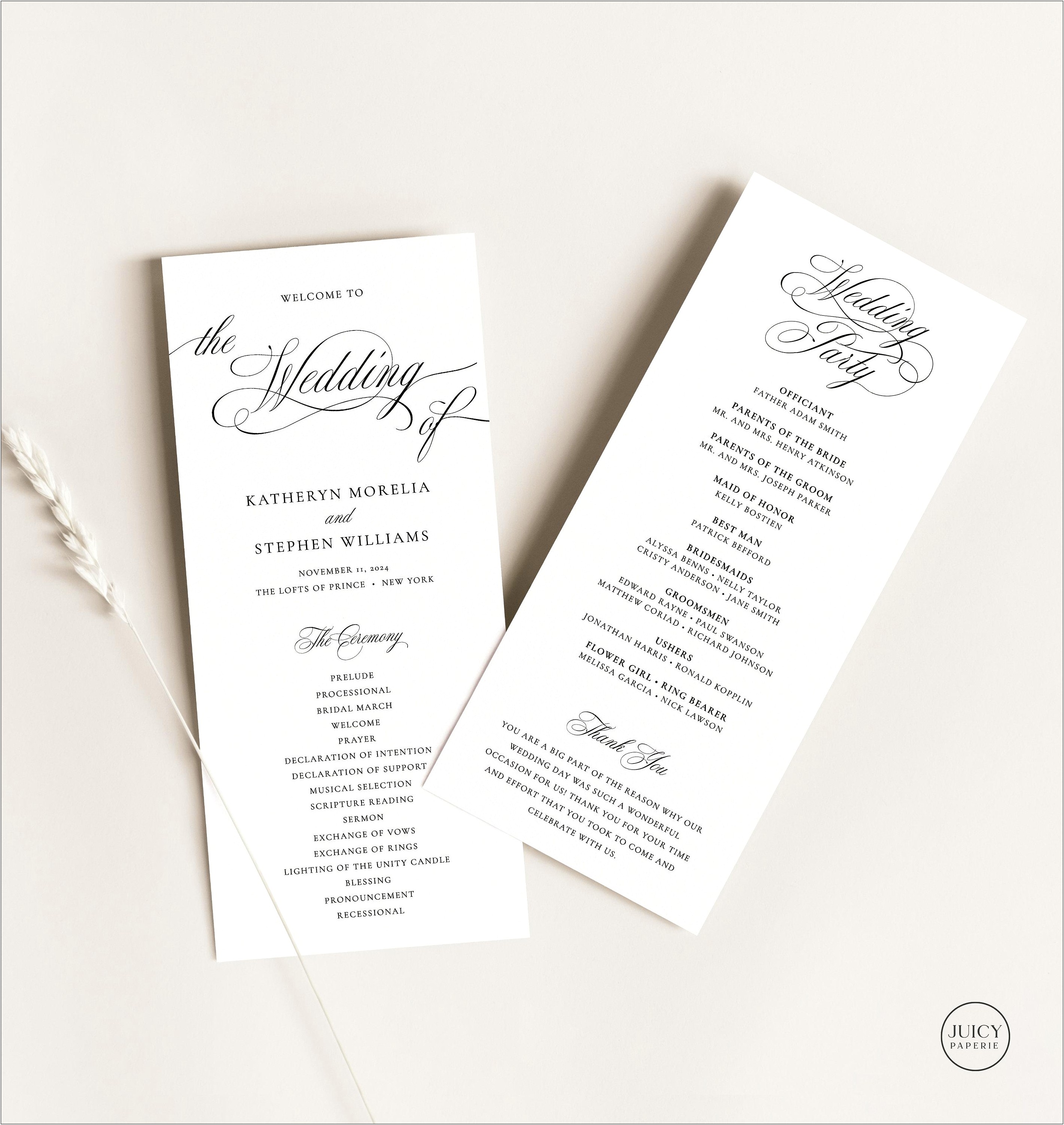 Free Wedding Order Of Service Template Uk