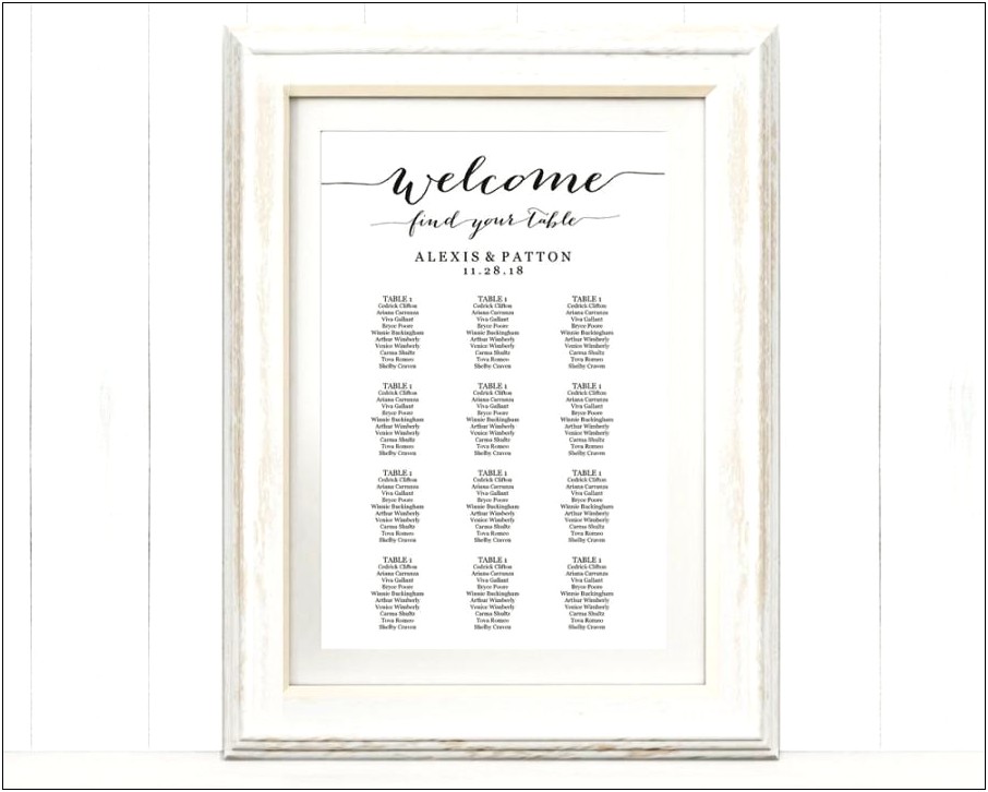 Free Wedding Reception Seating Chart Poster Template