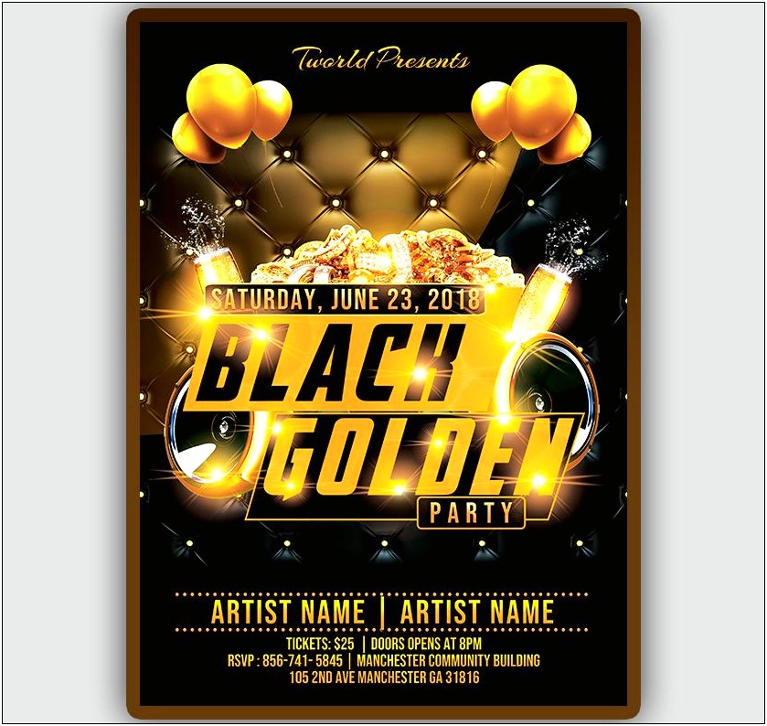Free White And Gold Party Flyer Template