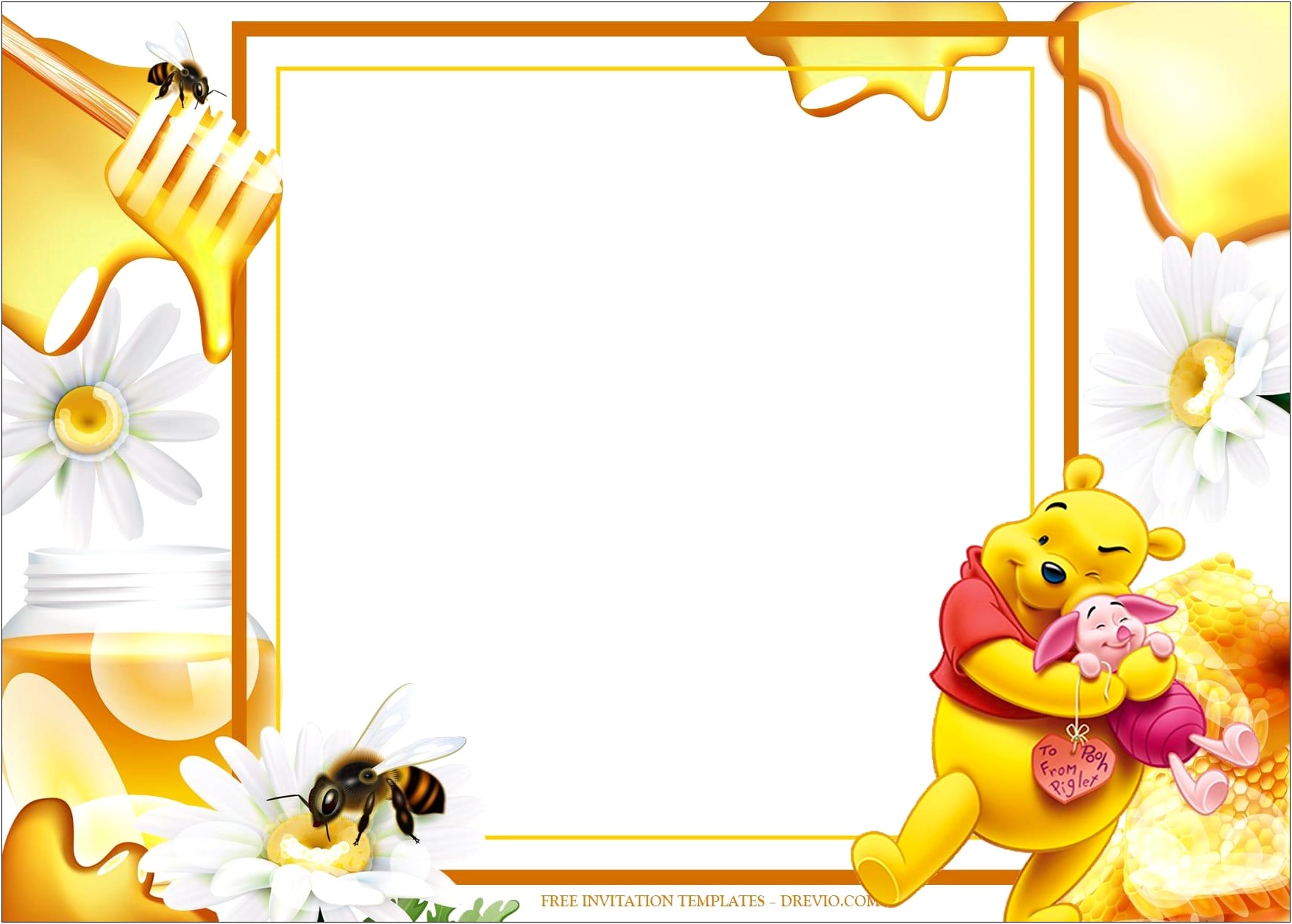 Free Winnie The Pooh 1st Birthday Invitation Templates