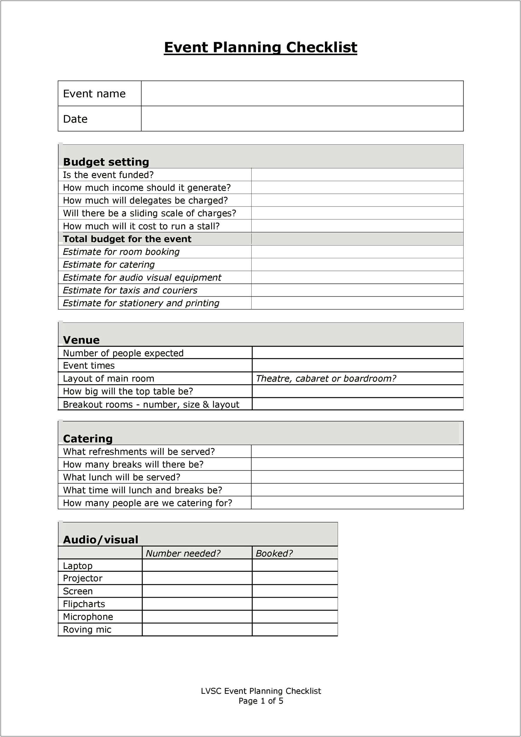 Free Word Document Template For Event Planners