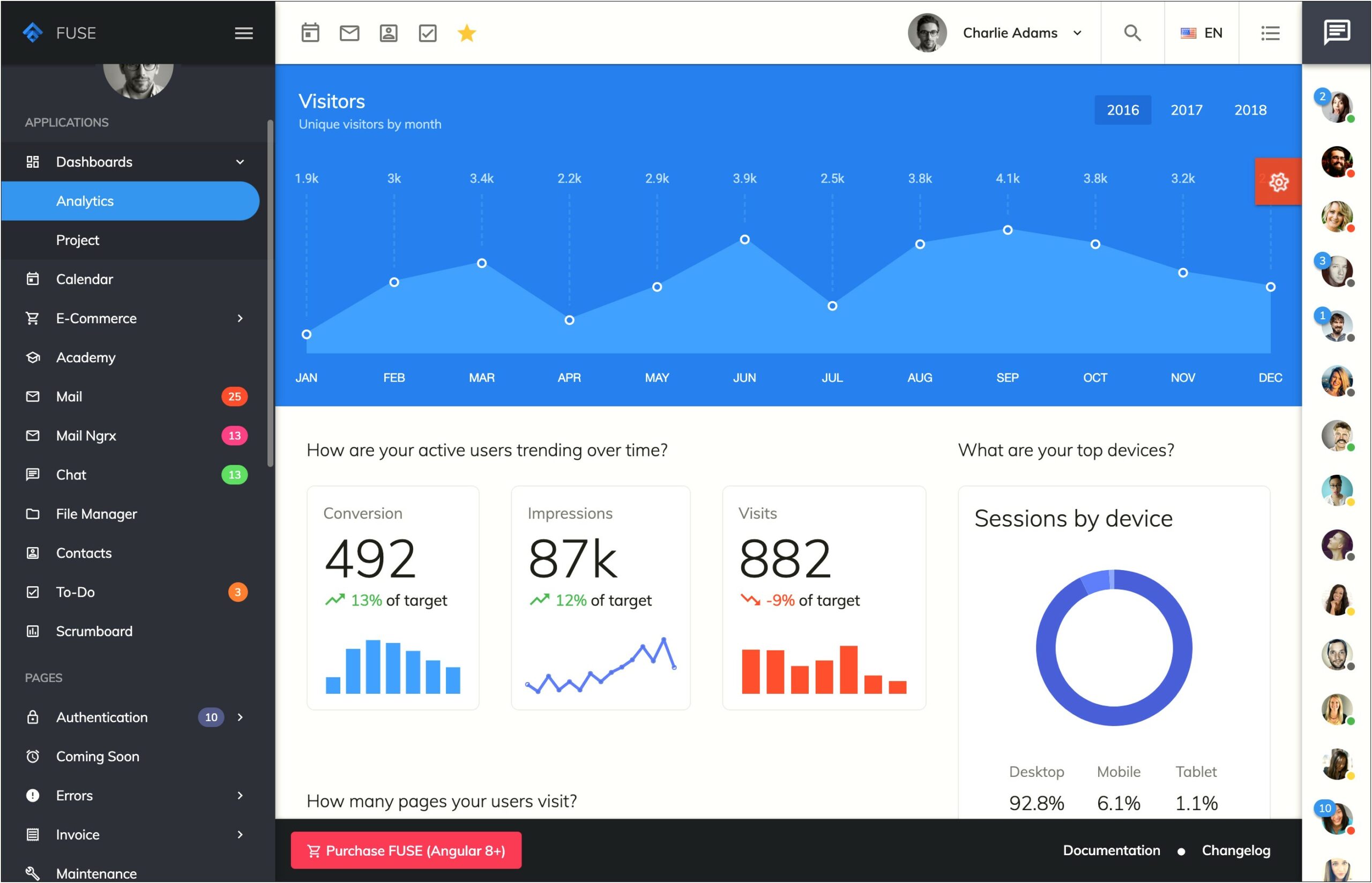 Fuse Angular Material Design Admin Template Free Download