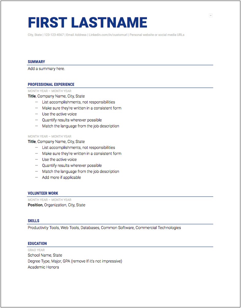 Google Docs Grad School Cv Template Free