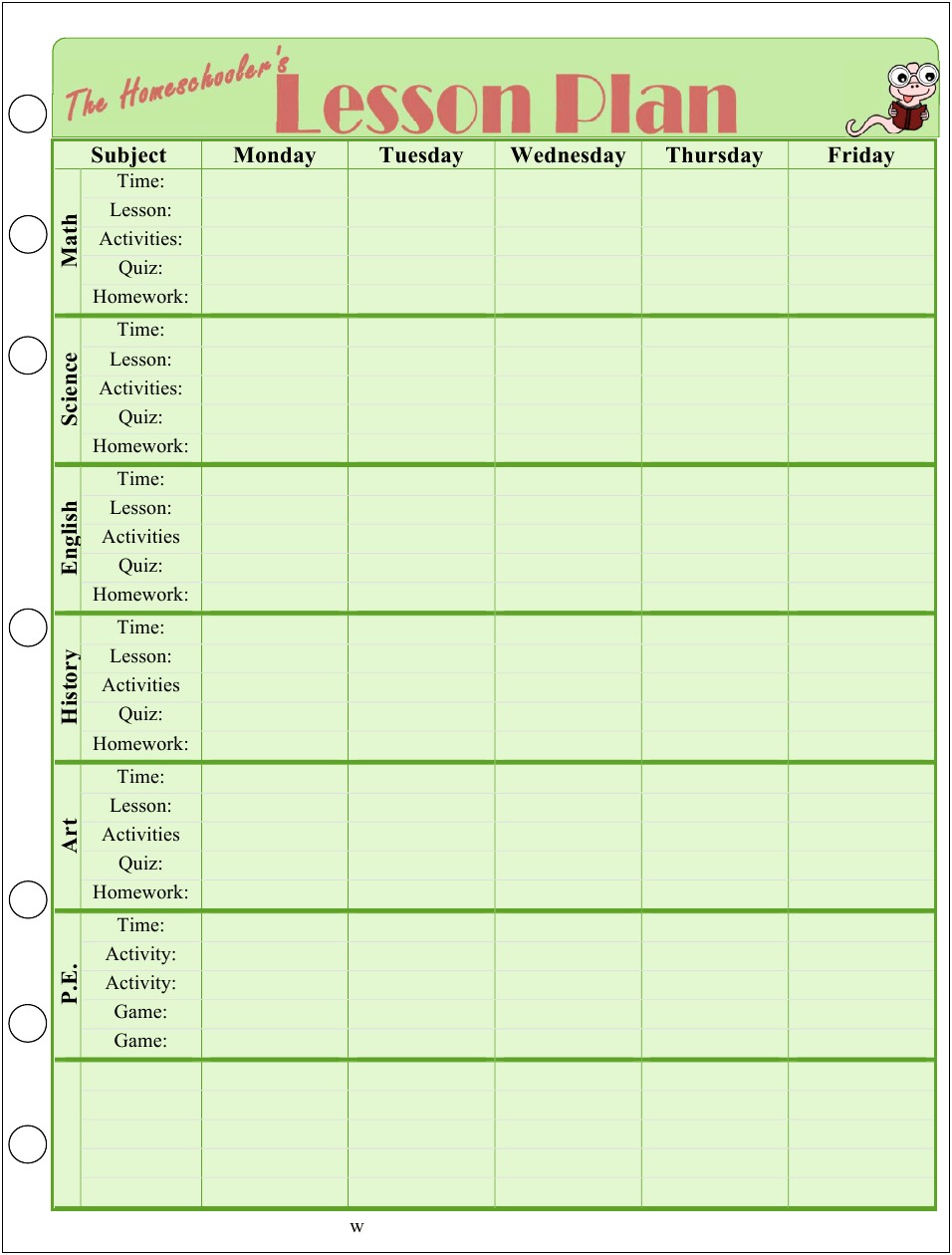 Homeschool Lesson Templates Free Printables Not Religious