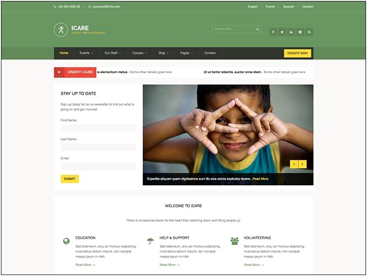 Icare Nonprofit Fundraising Html Template Free Download