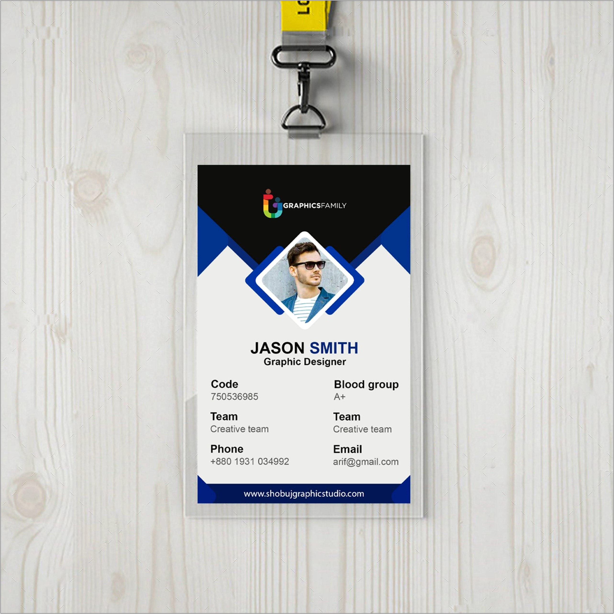 Id Card Template Free Download Word Portrait