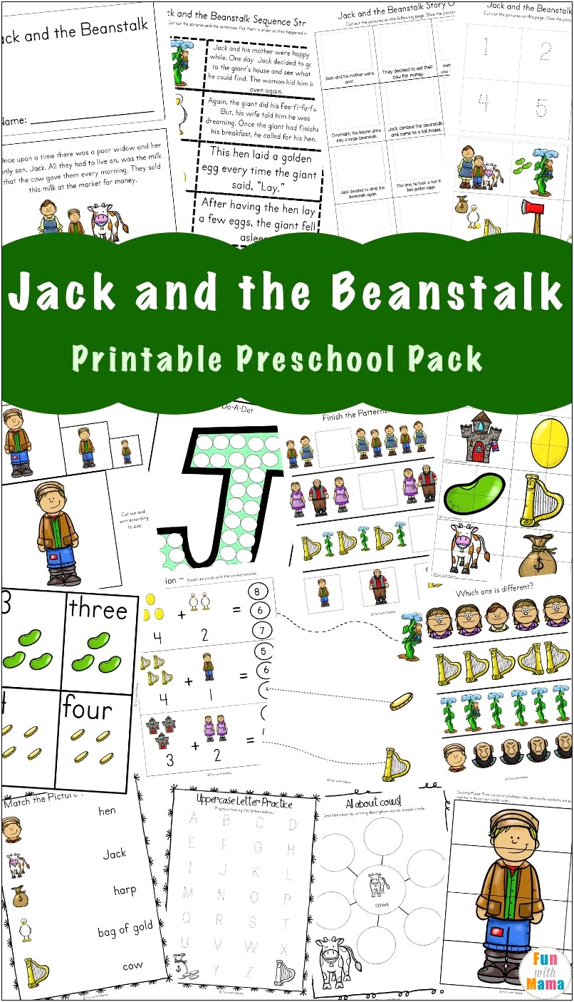 Jack And The Beanstalk Writing Template Free