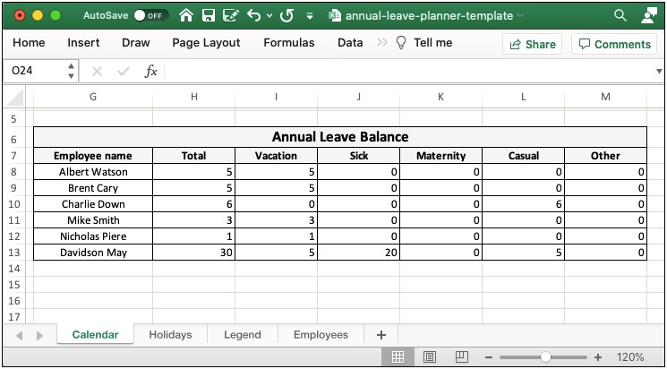  Leave Planner Excel Template Free Download Templates Resume Designs 